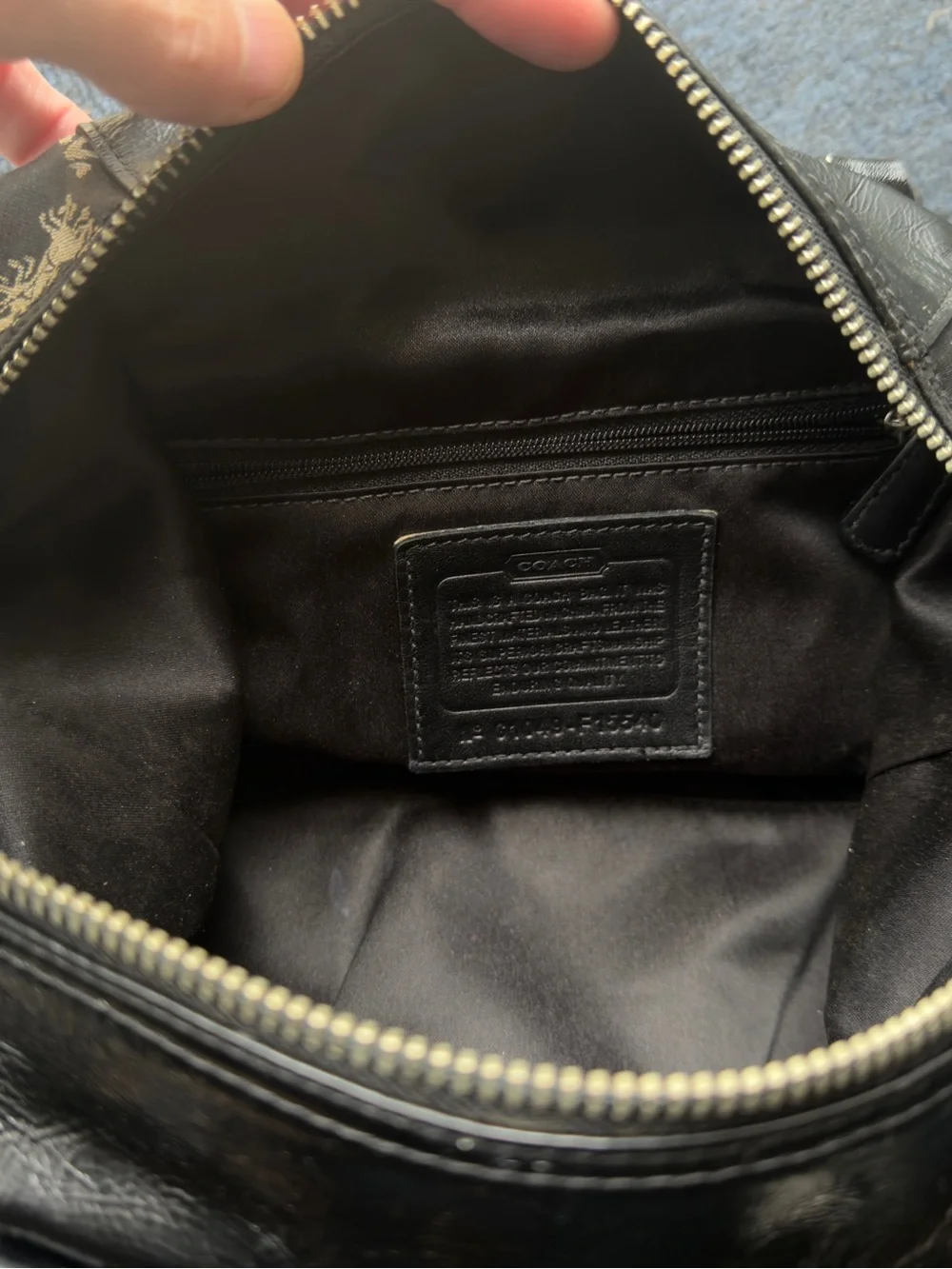 Coach Black & Cream Signature Carriage Satchel